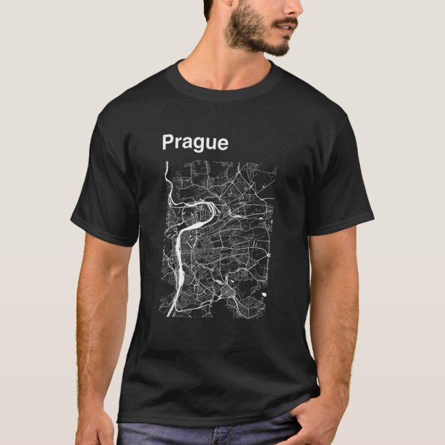 Prague Czech Republic Classic City Map Graphic T-Shirt (Front)