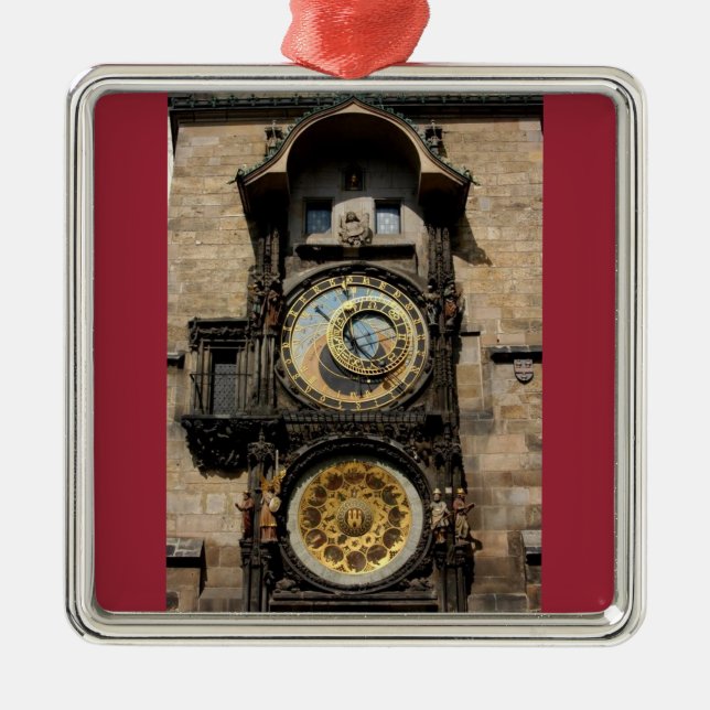 Prague Czech Republic Clock Metal Tree Decoration (Front)