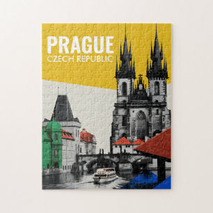 Prague Czech Republic Old Town Skyline Collage Jigsaw Puzzle