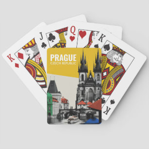 Prague Czech Republic Old Town Skyline Collage Playing Cards