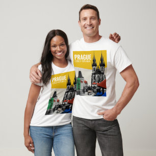Prague Czech Republic Old Town Skyline Collage T-Shirt