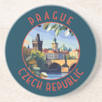Prague Czech Republic Retro Distressed Circle