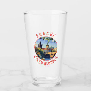 Prague Czech Republic Retro Distressed Circle Glass