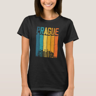 Prague Czech Republic Retro Vintage Sunset Skyline T-Shirt