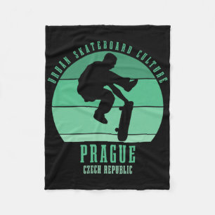 Prague Czech Republic Skateboarder Urn Skateboardi Fleece Blanket