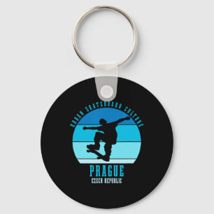 Prague Czech Republic Skateboarder Urn Skateboardi Key Ring