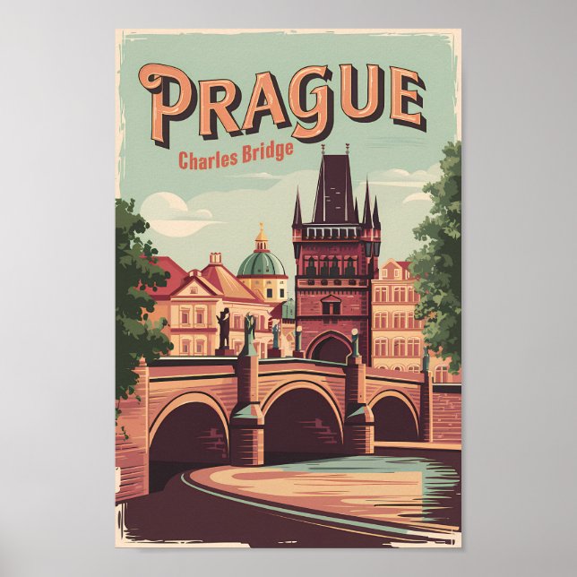 Prague Czech Republic Travel Art Vintage Poster (Front)