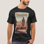 Prague Czech Republic Travel Art Vintage T-Shirt<br><div class="desc">Prague retro vector travel design. Prague,  capital city of the Czech Republic,  is bisected by the Vltava River. Nicknamed “the City of a Hundred Spires, ” it's known for its Old Town Square.</div>