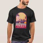 Prague Czech Republic Travel Art Vintage T-Shirt<br><div class="desc">Prague retro vector art design. Nicknamed “the City of a Hundred Spires, ” it's known for its Old Town Square,  the heart of its historic core,  with colourful baroque buildings.</div>