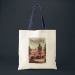 Prague Czech Republic Travel Art Vintage Tote Bag<br><div class="desc">Prague retro vector travel design. Prague,  capital city of the Czech Republic,  is bisected by the Vltava River. Nicknamed “the City of a Hundred Spires, ” it's known for its Old Town Square.</div>