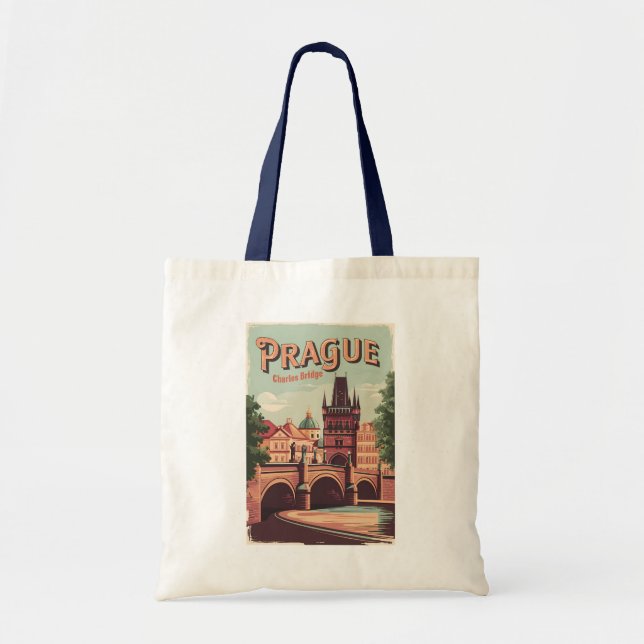 Prague Czech Republic Travel Art Vintage Tote Bag (Front)