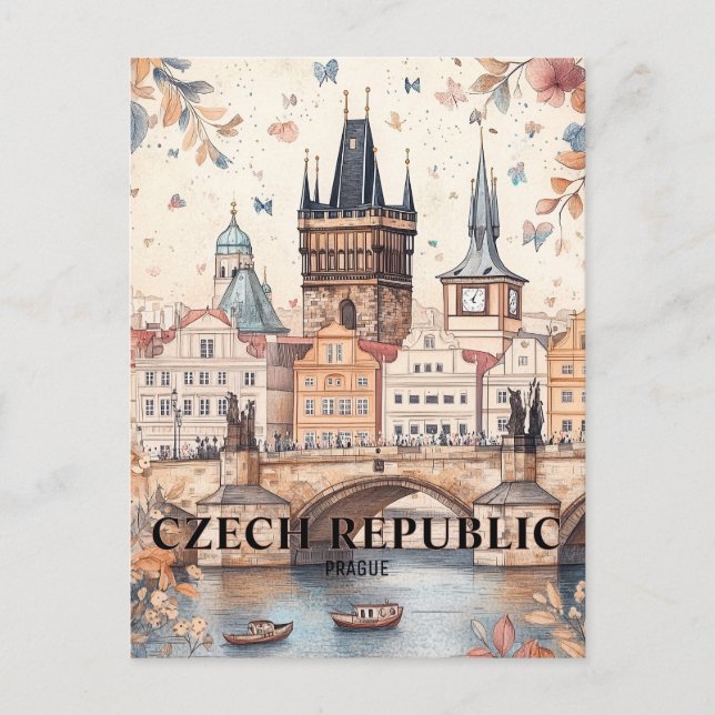 Prague Czech Republic Travel Postcard (Front)