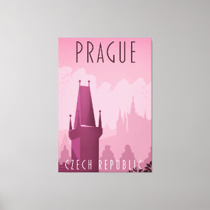 Prague Czech Republic vintage style travel poster Canvas Print