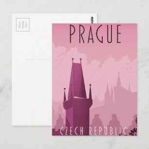 Prague Czech Republic vintage style travel poster Postcard