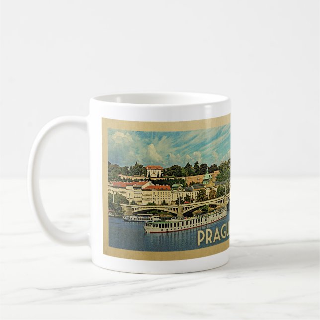 Prague Czech Republic Vintage Travel Coffee Mug (Left)