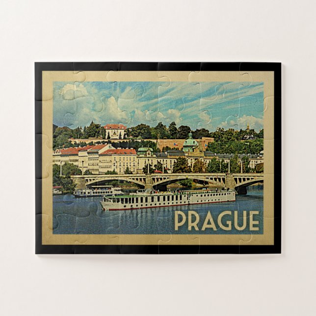 Prague Czech Republic Vintage Travel Jigsaw Puzzle (Horizontal)