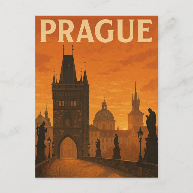 Prague Czech Republic Vintage Travel Postcard (Front)