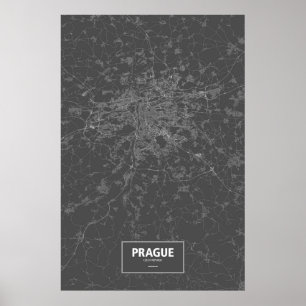 Prague, Czech Republic (white on black) Poster