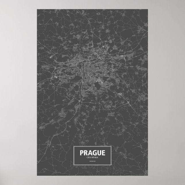 Prague, Czech Republic (white on black) Poster (Front)