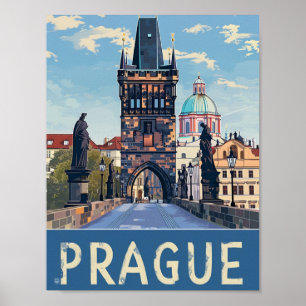 Prague Czech Vintage Famous Travel Place Poster