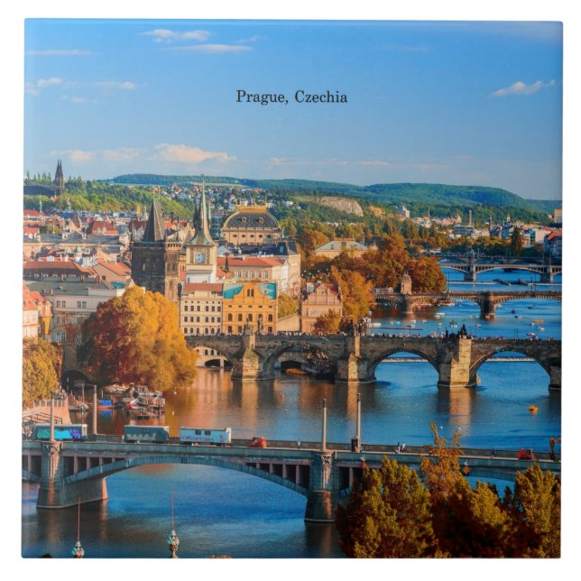 Prague Czechia Bridges Tile (Front)