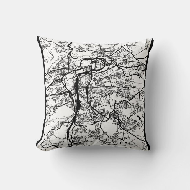 Prague Czechia City Map Cushion (Front)