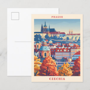 Prague Czechia Elegant Art Vintage Travel Postcard