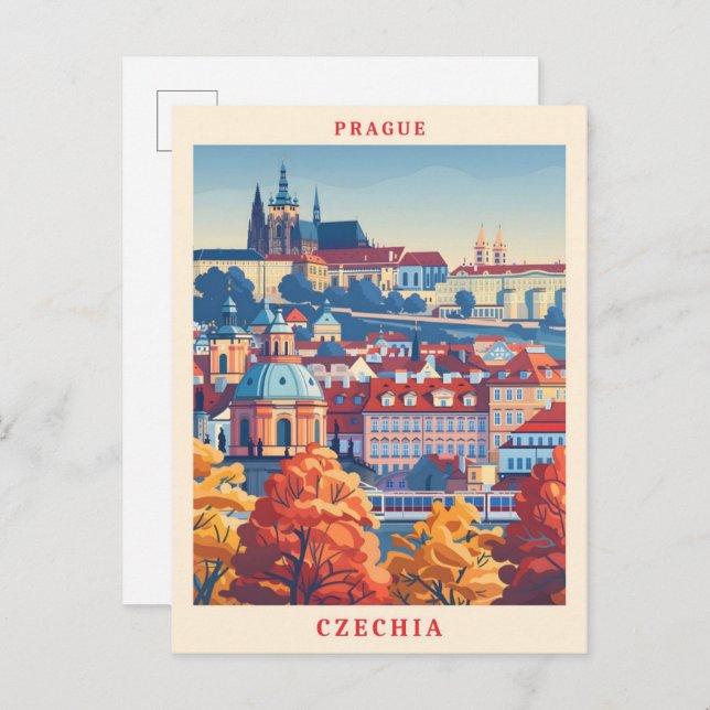 Prague Czechia Elegant Art Vintage Travel Postcard (Front/Back)