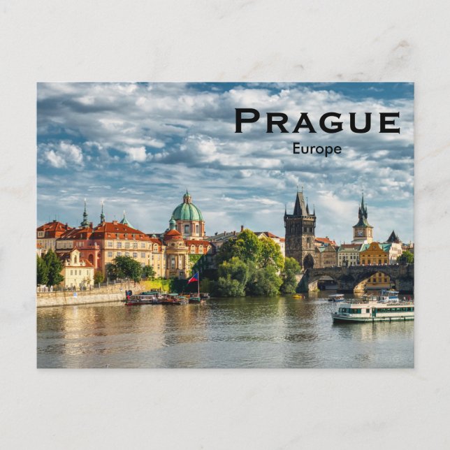 Prague Europe Vintage Travel Tourism Add Postcard (Front)
