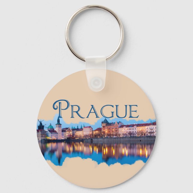 Prague: Evening Skyline Key Ring (Front)