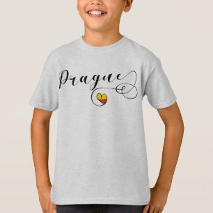Prague Flag Heart, Czech Republic T-Shirt