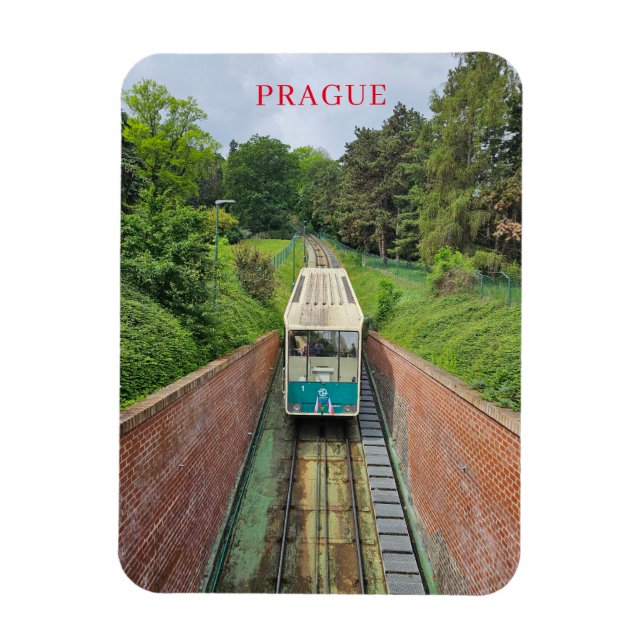 Prague funicular view fridge magnet (Vertical)