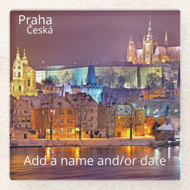 Prague Glass Cosster Glass Coaster (Front)