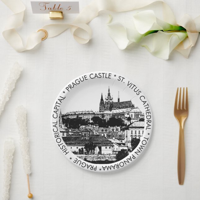 Prague, Historical city, Castle - Czech (party) Paper Plate (Wedding)