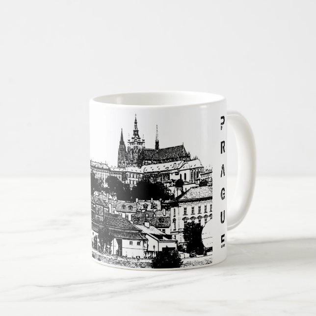 Prague, Historical city, Castle & Flag - Czech Coffee Mug (Front Right)