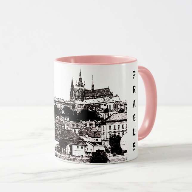 Prague, Historical city, Castle & Flag - Czech Mug (Front Right)