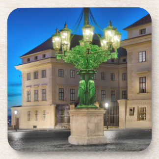Prague Hradcany Lamp Night Hard Plastic Coaster