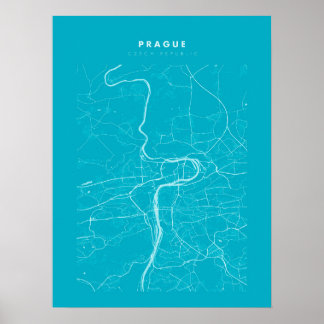 Prague Light Blue City Map Poster