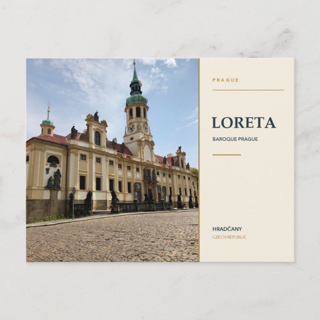 Prague Loreta and Baroque Clock Tower Postcard (Front)