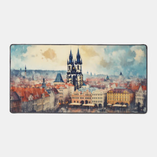 Prague night in Czech Republic Desk Mat