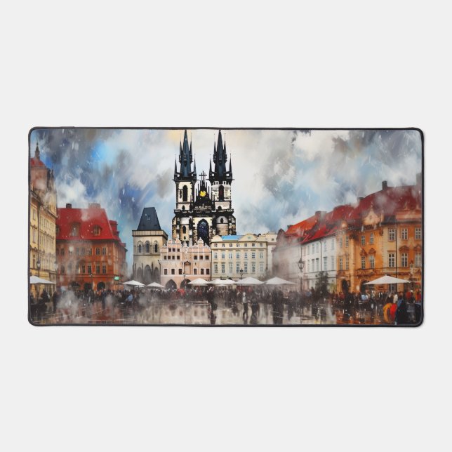 Prague night in Czech Republic  Desk Mat (Front)