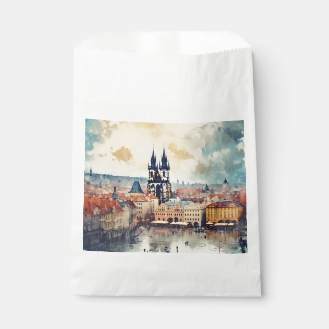 Prague night in Czech Republic  Favour Bags (Front)