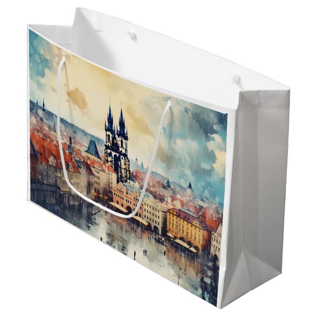 Prague night in Czech Republic  Large Gift Bag (Front Angled)