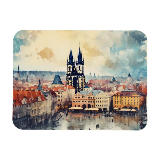 Prague night in Czech Republic Magnet (Horizontal)
