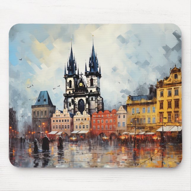 Prague night in Czech Republic Mouse Mat (Front)