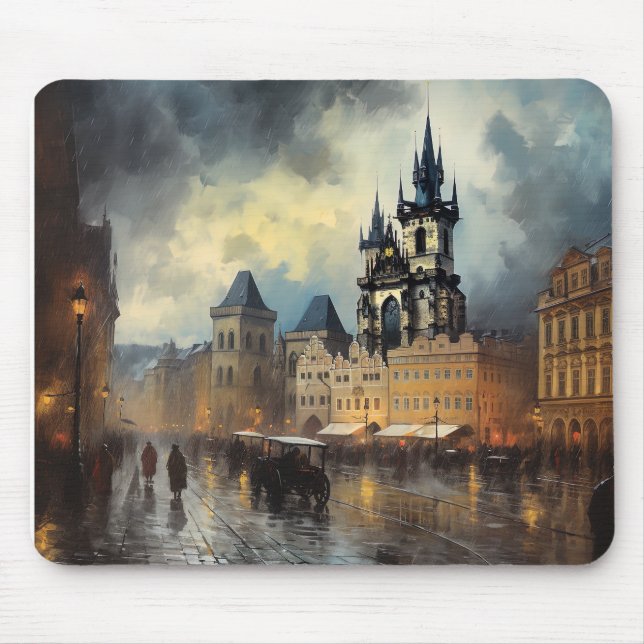 Prague night in Czech Republic  Mouse Mat (Front)
