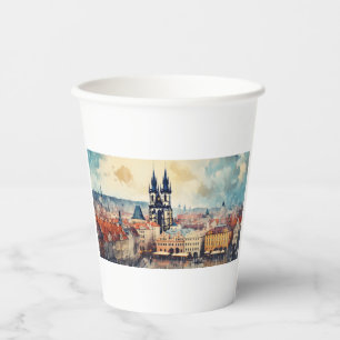 Prague night in Czech Republic Paper Cups