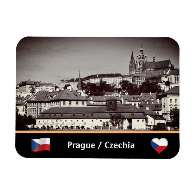 Prague, Old City & Prague Castle /Czechia Magnet (Horizontal)
