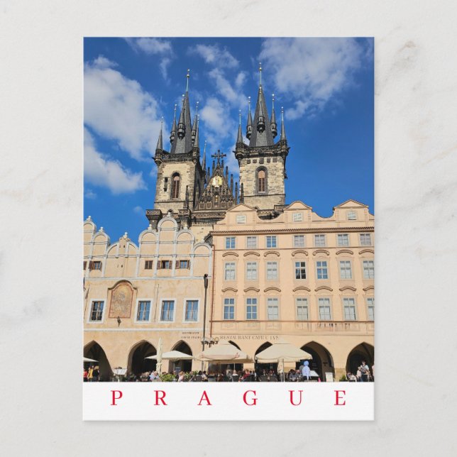 Prague Old Town Square church view postcard (Front)