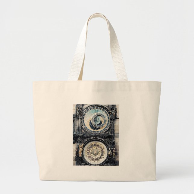 Prague Orloj Large Tote Bag (Front)